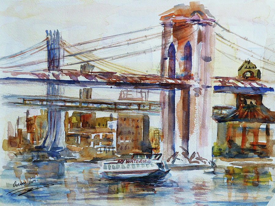 Downtown Bridge Painting by Xueling Zou
