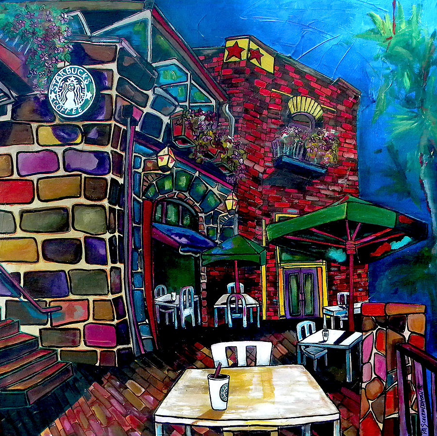 Downtown Starbucks #2 Painting by Patti Schermerhorn