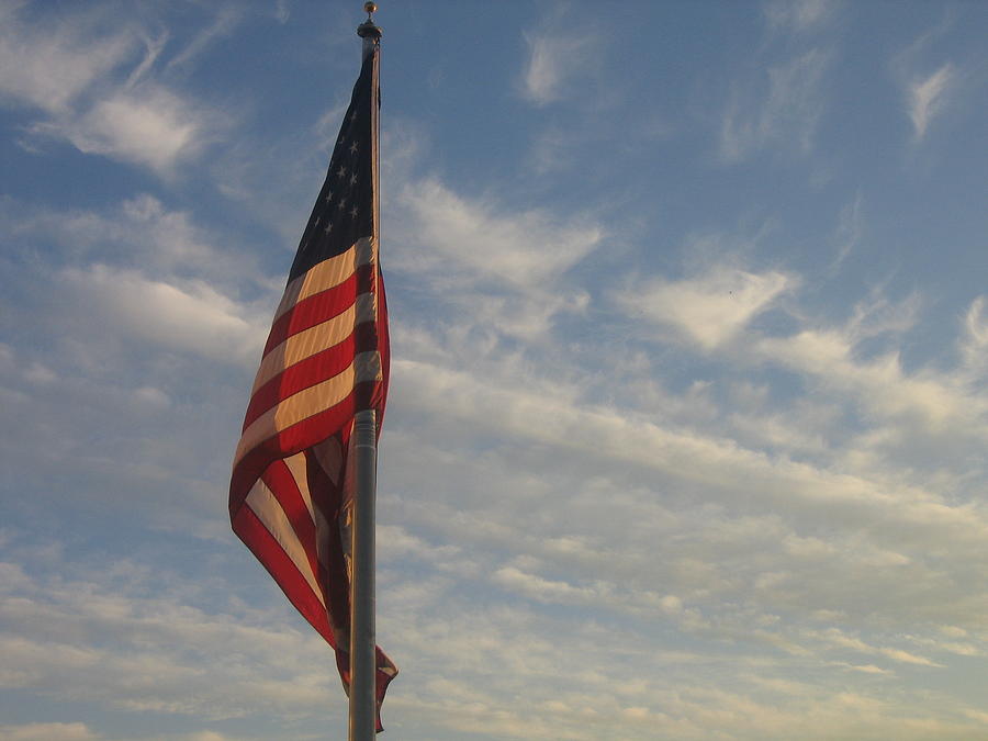 Draped American Flag Pole Dusk Casa Grande Arizona 2004 #2 Photograph by David Lee Guss