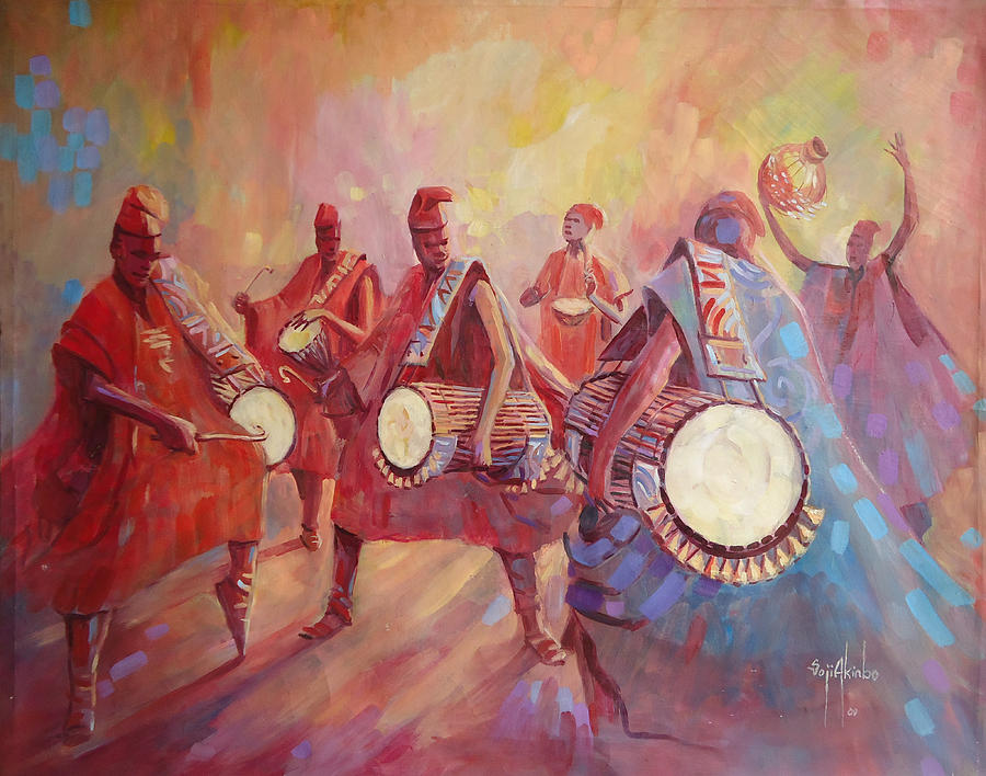 Drummers Painting - Drummers On Rampage #2 by Olusoji Akinbo