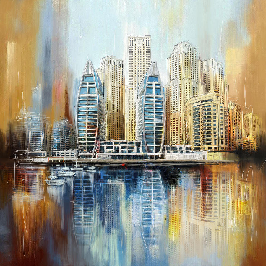 Dubai Skyline #2 Painting by Corporate Art Task Force