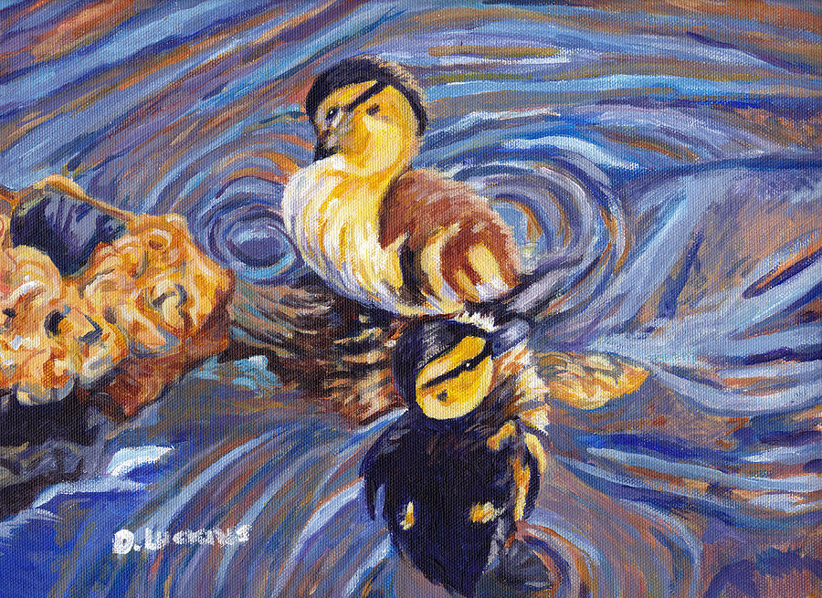 Nature Painting - 2 Duckling Souls by Darlene Luckins