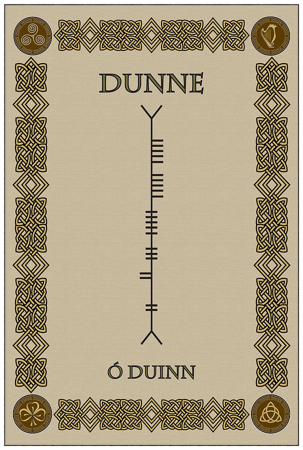 Dunne Digital Art - Dunne written in Ogham #2 by Ireland Calling