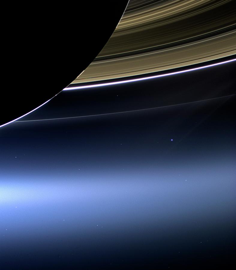 Astronomy Photograph - Earth And Moon From Saturn by Nasa