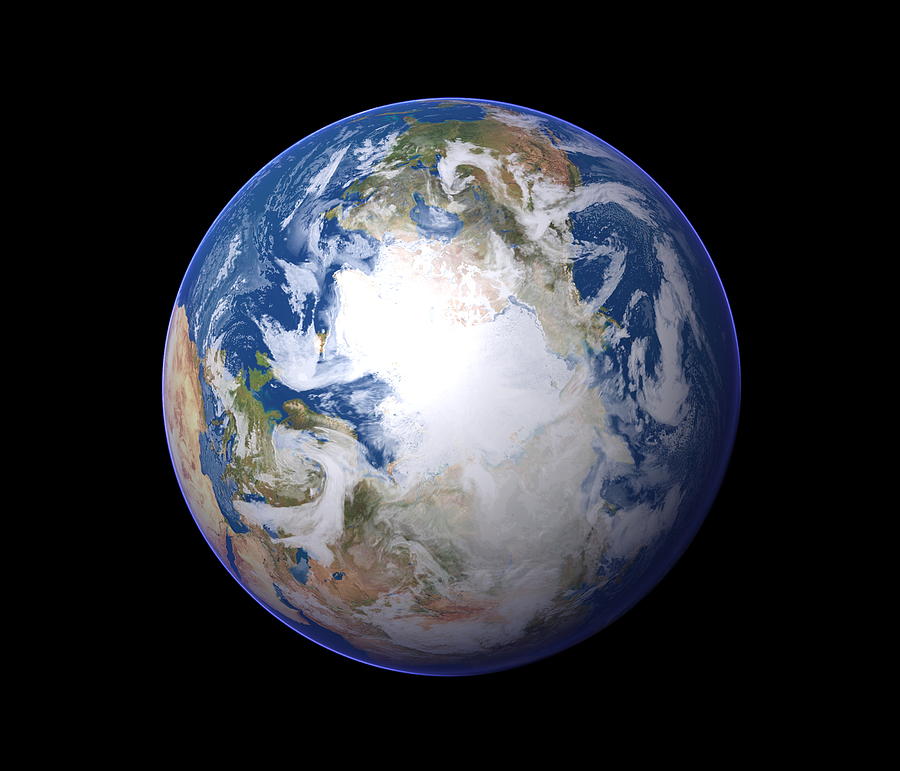 Earth's Northern Hemisphere Photograph by Planetary Visions Ltd/science ...