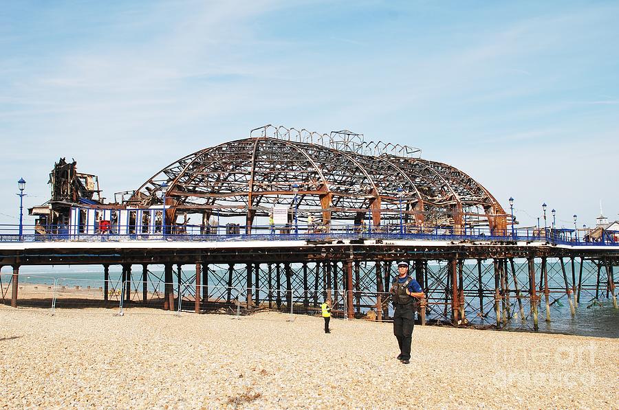 Eastbourne pier fire July 2014 #2 Photograph by David Fowler