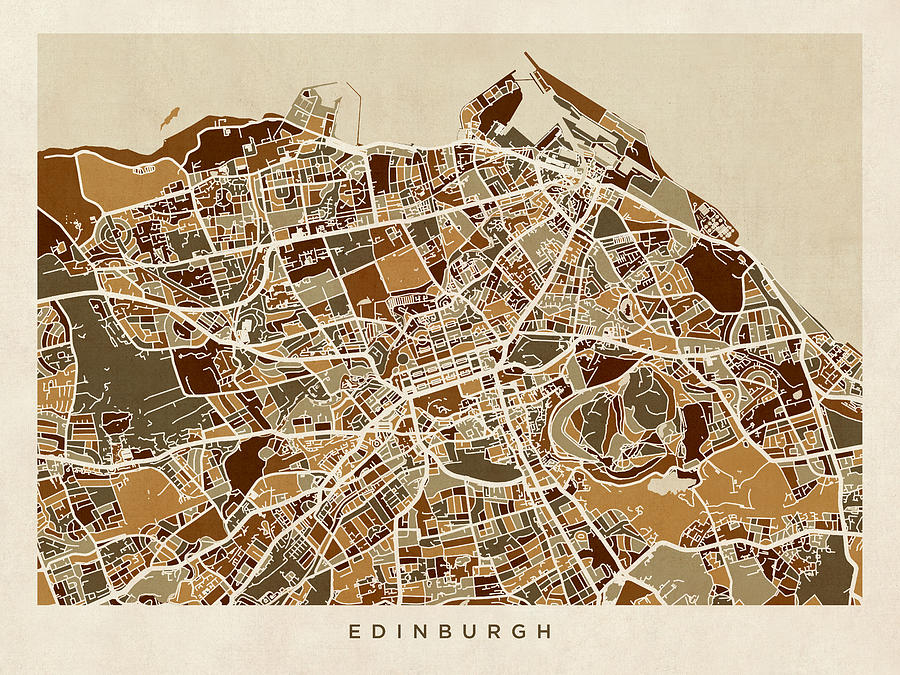 City Map Digital Art - Edinburgh Street Map #2 by Michael Tompsett