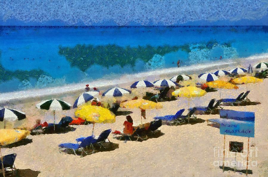 Egremni beach in Lefkada island #6 Painting by George Atsametakis