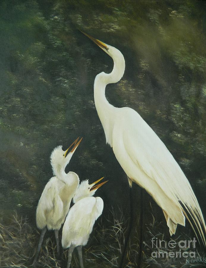 Egret Painting by Kenneth Harris