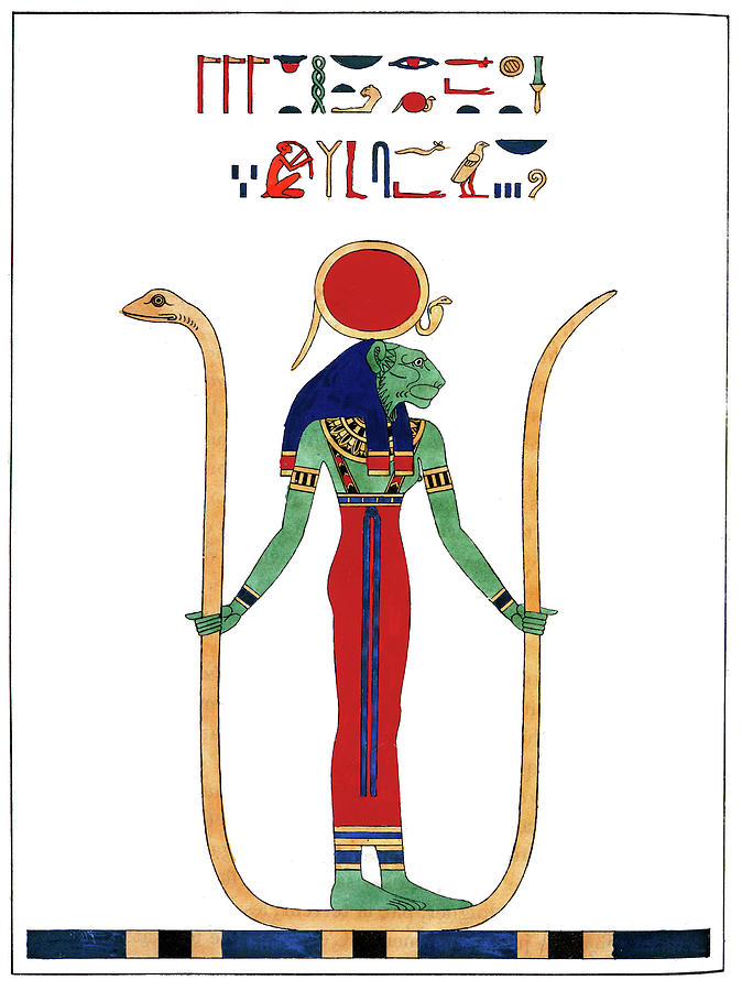 Snake Drawing - Egyptian Goddess Sekhmet, 1823 by Leon Jean Joseph Dubois