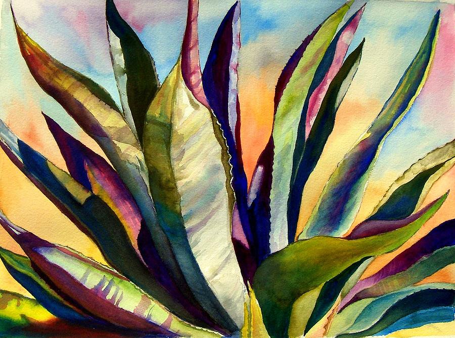 Electric Agave Painting by Donna Spadola