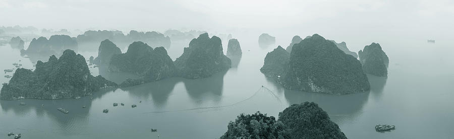 Elevated View Of Misty Ha Long Bay #2 Photograph by Panoramic Images