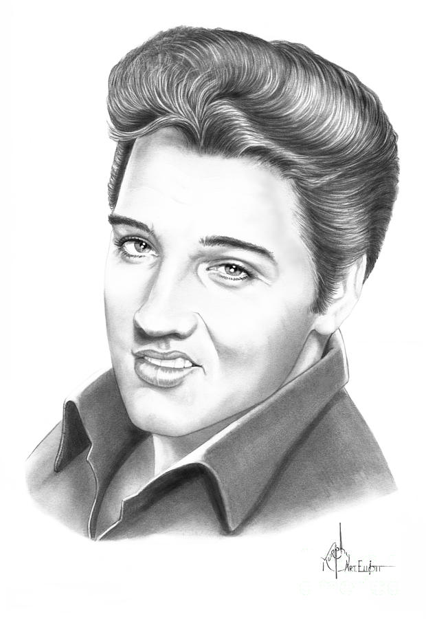 Elvis Aaron Presley Drawing by Murphy Elliott