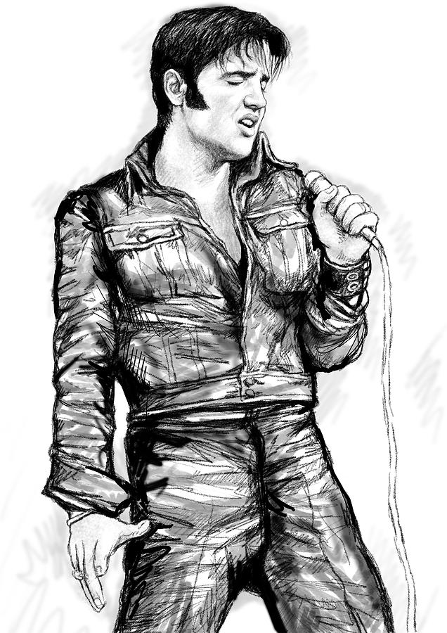 Elvis Presley Art Drawing Sketch Portrait Painting by Kim Wang