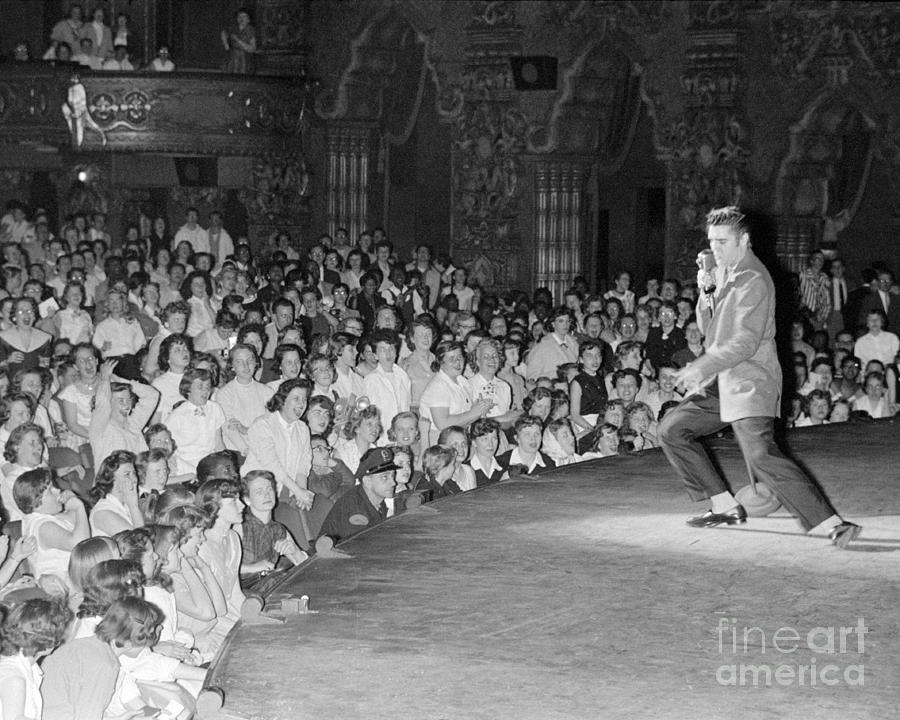 Elvis Presley Photograph - Elvis Presley in concert at the Fox Theater Detroit 1956 #2 by The Harrington Collection