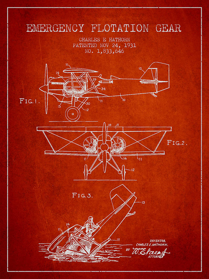 Vintage Digital Art - Emergency flotation gear patent Drawing from 1931 #3 by Aged Pixel