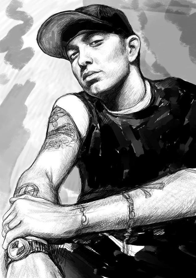 Eminem art drawing sketch portrait Painting by Kim Wang Fine Art America
