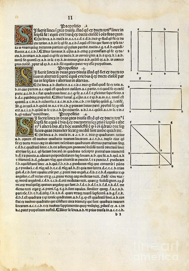 Euclids Elements Of Geometry, 1482 #2 Photograph by Royal Astronomical Society