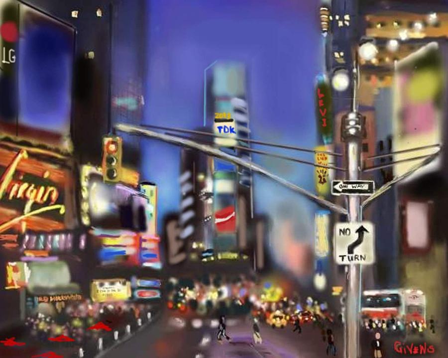 New York City Painting - Evening in NYC Edged by Mark Givens