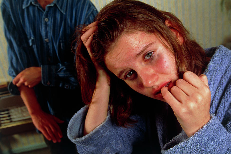 Fearful Woman During An Assault By Her Partner Photograph By Jim Varney 