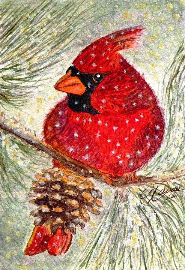 Cardinal Painting - Feeling Cheeky by Angela Davies