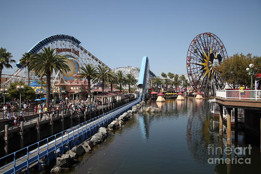 Ferris Wheel Photograph - Ferris Wheel and Roller Coaster - Paradise Pier - Disney California Adventure - Anaheim California - #2 by Wingsdomain Art and Photography
