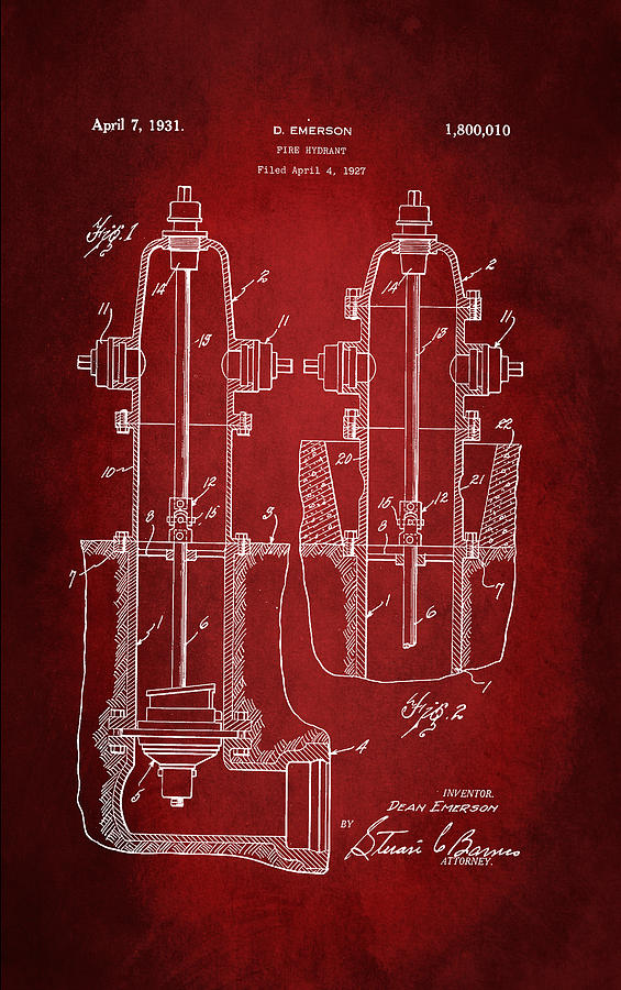Fire Hydrant Patent 1931 #2 Digital Art by Patricia Lintner