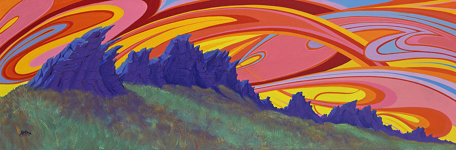 Fire Sky Over Devils Backbone #2 Painting by Alan Johnson