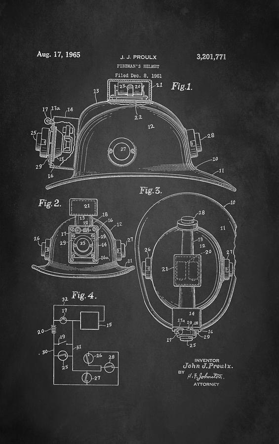 Firefighters Helmet Patent 1965 #2 Digital Art by Patricia Lintner