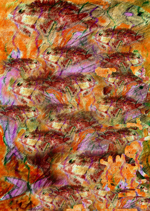 Fish Frenzy #2 Pastel by Patricia Januszkiewicz