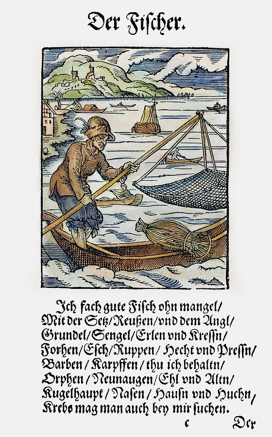 Fisherman, 1568 #2 Painting by Granger