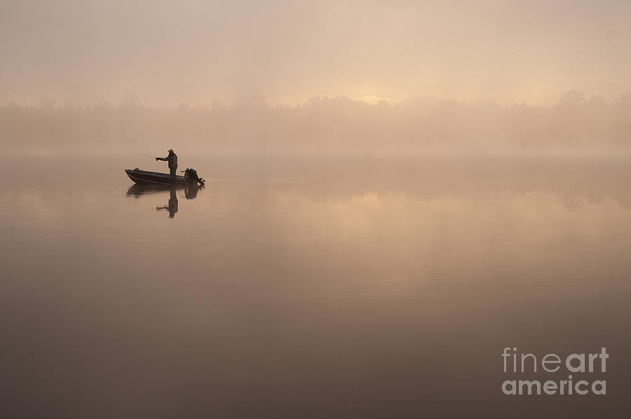Fisherman On Small Lake In Fog #2 Photograph by Jim Corwin