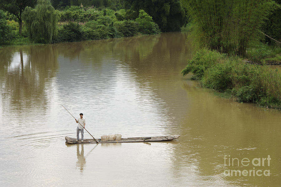 Fisherman With Bamboo Boat #2 Photograph by John Shaw