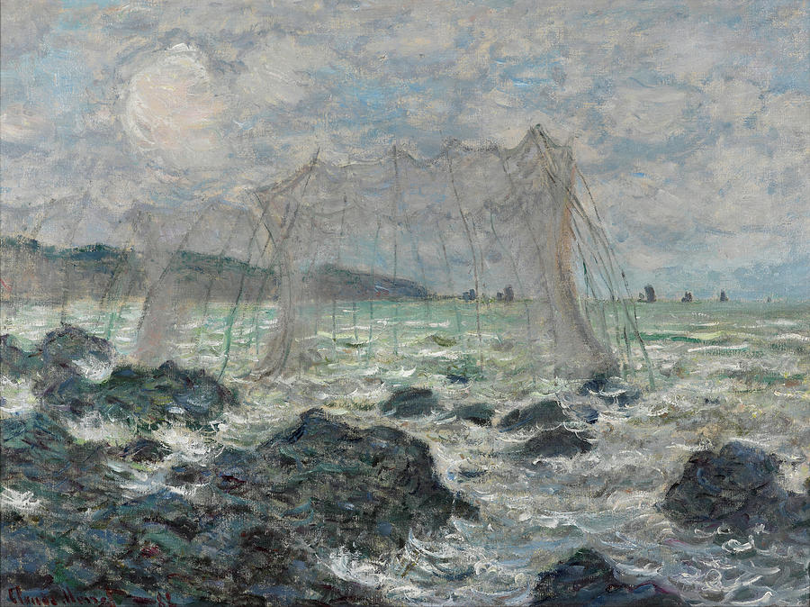 Fishing nets at Pourville #9 Painting by Claude Monet