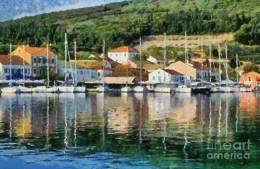 Fiskardo town in Kefallonia island #1 Painting by George Atsametakis