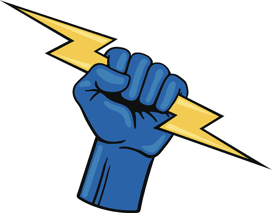 Fist with Lightning Bolt #2 Drawing by Stevezmina1