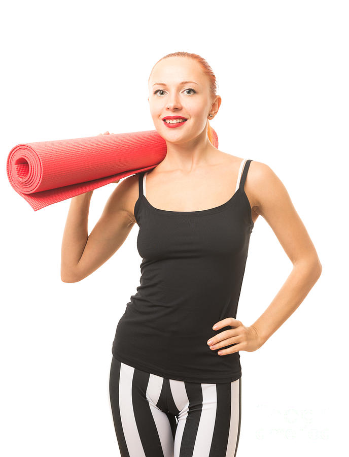 Fitness Woman With Yoga Mat Photograph