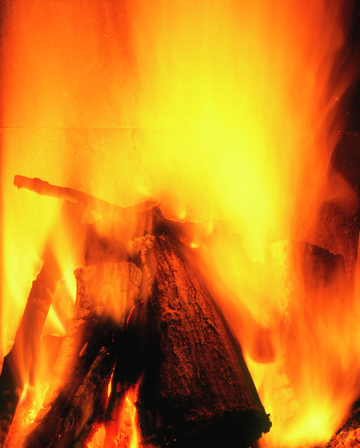 Flames From A Domestic Log Fire #2 Photograph by Adam Hart-davis/science Photo Library
