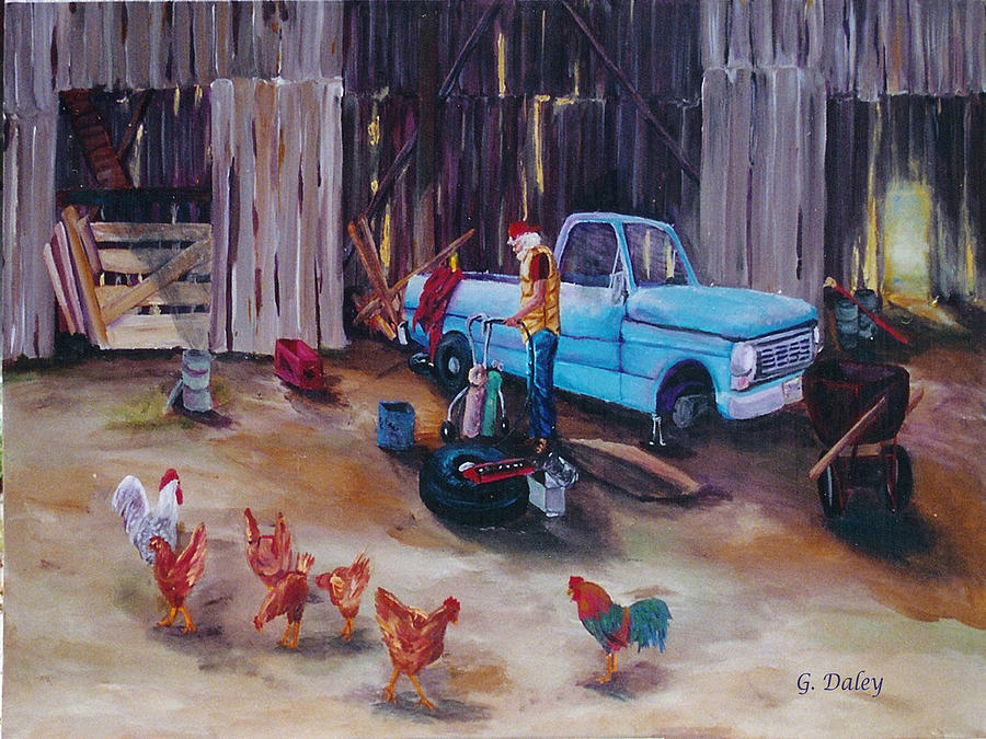 Flat Tire Painting by Gail Daley