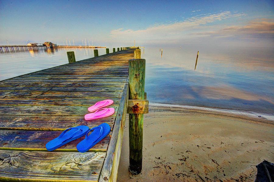Flip Flops on the Dock #2 Photograph by Michael Thomas