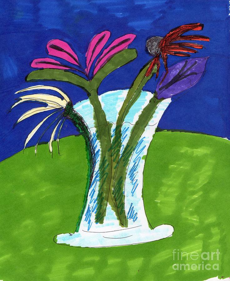 Flowers in a Vase Mixed Media by Elinor Helen Rakowski