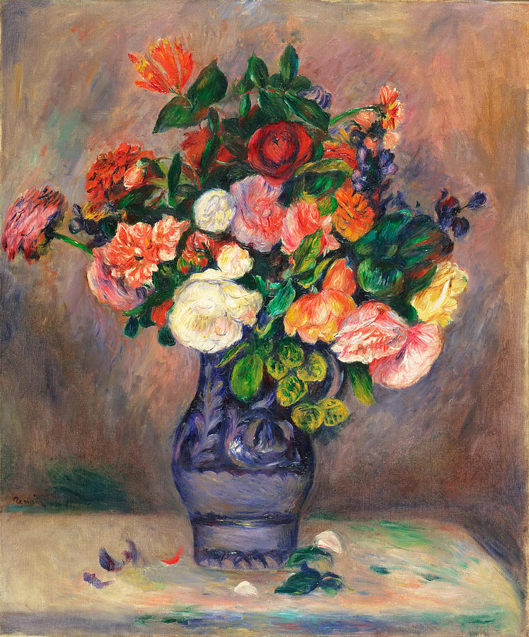 Flowers in a Vase #5 Painting by Pierre-Auguste Renoir