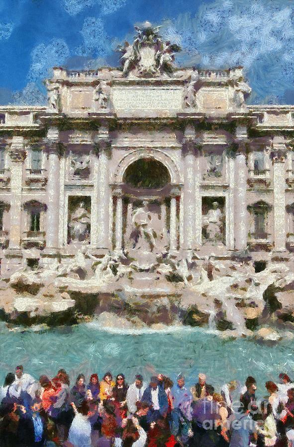 Fontana di Trevi in Rome #7 Painting by George Atsametakis