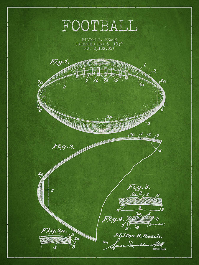 Football Patent Drawing From 1939 Digital Art