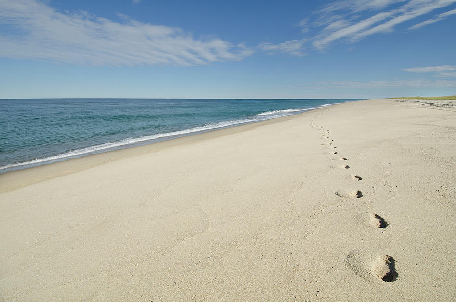 Footprints On Beach, Nantucket #2 Photograph by Nine Ok