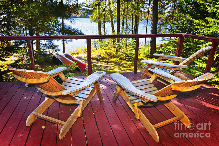 Forest cottage deck and chairs 3 Photograph by Elena Elisseeva