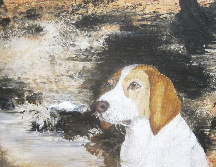 White Painting - Foxhound Annie #2 by Georgia Annwell