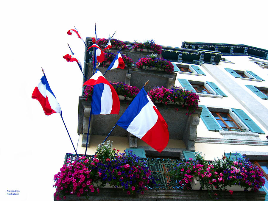 French Flags on Building #3 Photograph by Alexandros Daskalakis