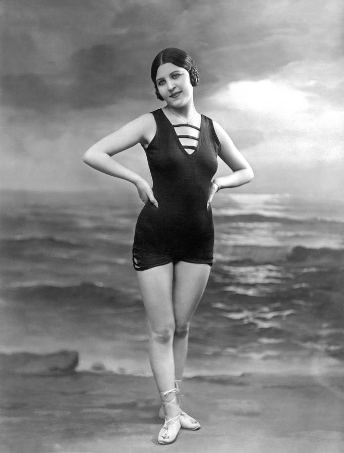 French Woman In A Bathing Suit Photograph By Underwood Archives