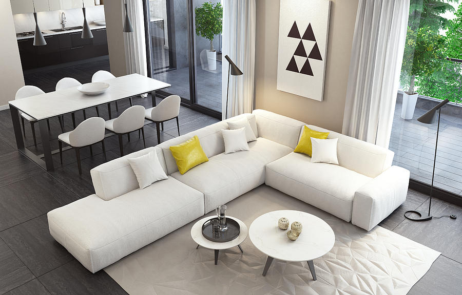 Fresh and modern white style living room interior #2 Photograph by Tulcarion